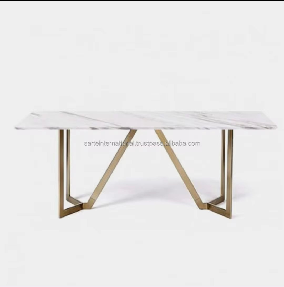 Luxurious Gold Metal Marble Pattern Coffee Table